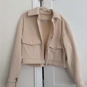 Abercrombie & Fitch Women's Cropped Corduroy Jacket in Light Beige